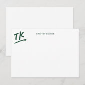 Geschilderde Initialen Monogram Groen Gepersonalis Notitiekaartje (Voorkant / Achterkant)
