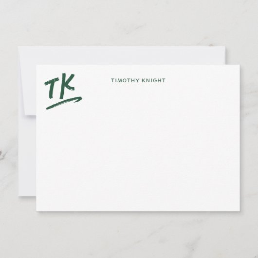 Geschilderde Initialen Monogram Groen Gepersonalis Notitiekaartje (Voorkant)