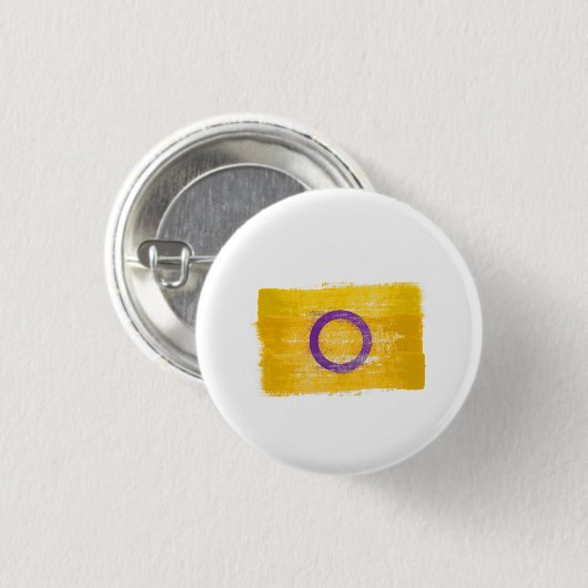 GESCHILDERDE INTERSEX PRIDE RONDE BUTTON 3,2 CM (Voorkant /achterkant)