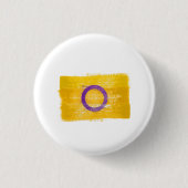 GESCHILDERDE INTERSEX PRIDE RONDE BUTTON 3,2 CM (Voorkant)