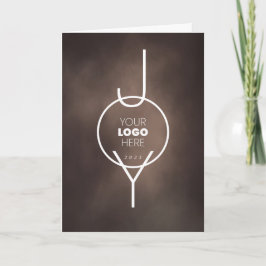 Geschilderde JOY Cocoa Brown Folded Business Feestdagen Kaart