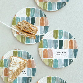 Geschilderde Juwelen Verjaardagsfeestje Papieren Bordje