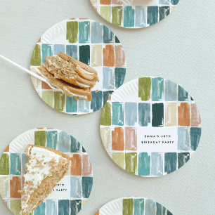 Geschilderde Juwelen Verjaardagsfeestje Papieren Bordje