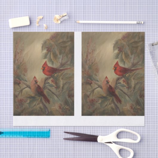 Geschilderde Kardinalen DBL Tissuepapier (Craft)