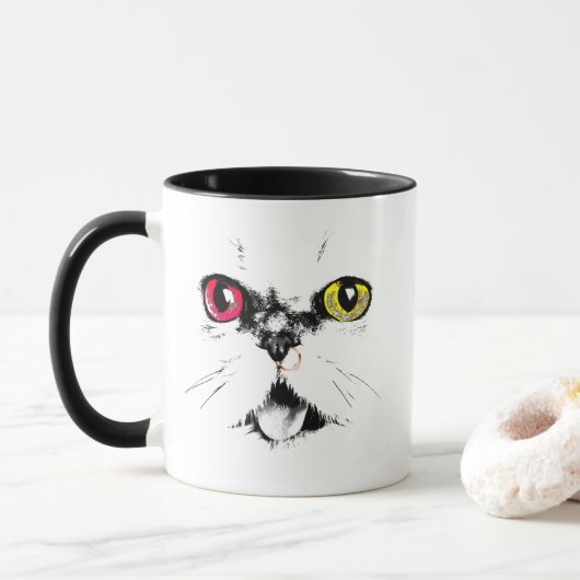 Geschilderde Kattenogen Artistiek Mok (Met donut)