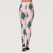 Geschilderde kerrie en heldere kerstbomen op roze leggings (Achterkant)