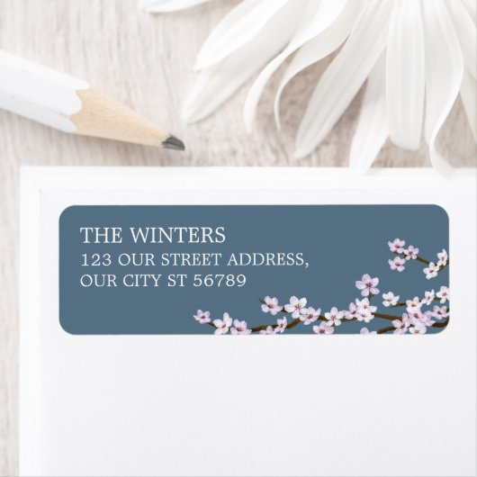 Geschilderde kersenbloesem bruiloft etiket (Insitu)