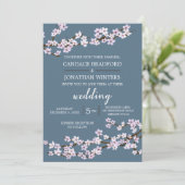 Geschilderde kersenbloesem bruiloft kaart (Staand voorkant)
