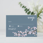 Geschilderde kersenbloesem bruiloft RSVP kaartje (Staand voorkant)