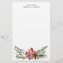 Geschilderde Kerstbloemen Vakantie Garland Persoon Briefpapier
