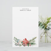 Geschilderde Kerstbloemen Vakantie Garland Persoon Briefpapier (Staand voorkant)