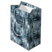 Geschilderde Kerstbomen Blauw ID1008 Medium Cadeauzakje (Voorkant Gekanteld)