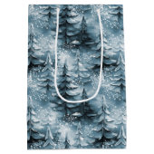 Geschilderde Kerstbomen Blauw ID1008 Medium Cadeauzakje (Achterkant)