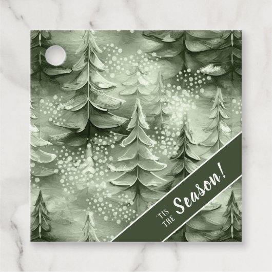 Geschilderde Kerstbomen Groene ID1008 Bedankjes Labels (Voorkant)