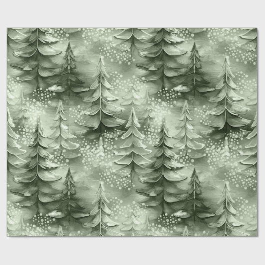 Geschilderde Kerstbomen Groene ID1008 Cadeaupapier (Vlak)