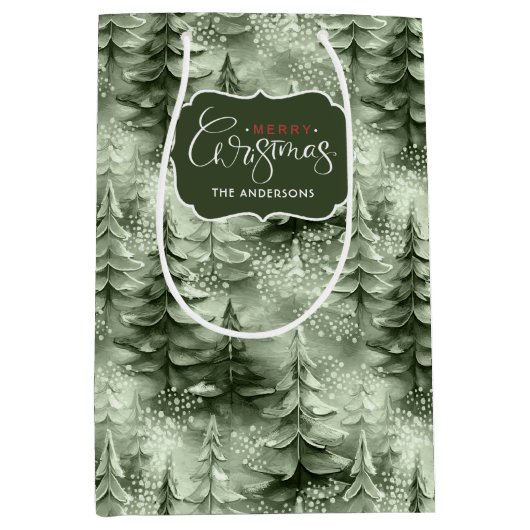 Geschilderde Kerstbomen Groene ID1008 Medium Cadeauzakje (Voorkant)