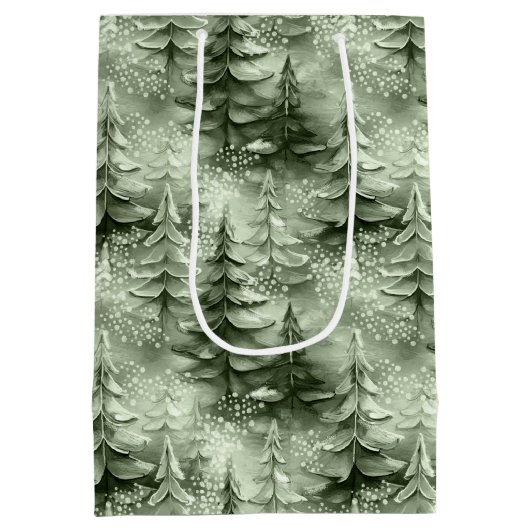 Geschilderde Kerstbomen Groene ID1008 Medium Cadeauzakje (Achterkant)