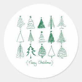 Geschilderde Kerstboom  – Kerstseizoen Decoratie Ronde Sticker