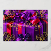 Geschilderde kerstcadeaus Paarse Bourgogne Folie Feestdagenkaart (Voorkant)