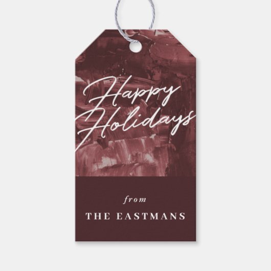 Geschilderde kerstcadeautag - Rood Cadeaulabel (Voorkant)
