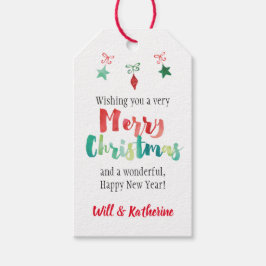 Geschilderde kerstversieringen cadeaulabel