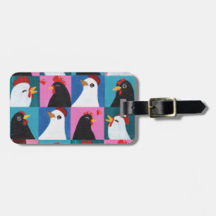 Geschilderde Kip Bagage Label