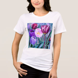 Geschilderde Kleurrijke Tulpen T-Shirt