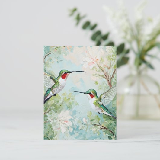 Geschilderde kolibries feestdagenkaart (Staand voorkant)