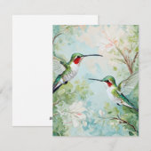 Geschilderde kolibries feestdagenkaart (Voorkant / Achterkant)