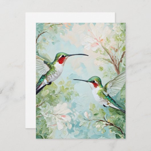 Geschilderde kolibries feestdagenkaart (Voorkant / Achterkant)