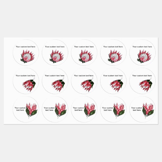 Geschilderde Koning Protea Waterdichte etiketten Labels (Vel)