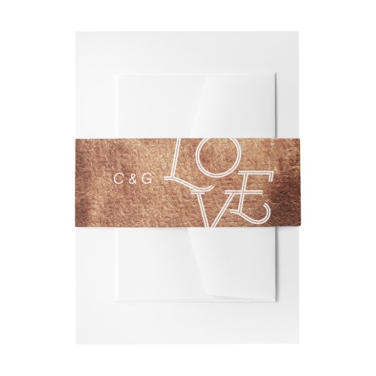 Geschilderde koperkleur moderne eenvoudige bruilof uitnodigingen wikkel (Voorkant Voorbeeld)