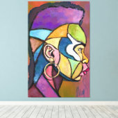Geschilderde kunst Afrikaanse man canvasprint Canvas Afdruk (Insitu (Houten vloer))