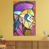 Geschilderde kunst Afrikaanse man canvasprint Canvas Afdruk (Insitu (Woonkamer))