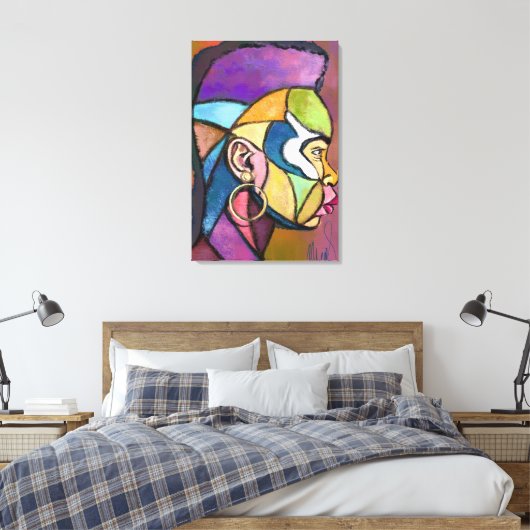 Geschilderde kunst Afrikaanse man canvasprint Canvas Afdruk (Insitu (Slaapkamer))