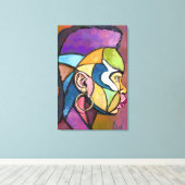 Geschilderde kunst Afrikaanse man canvasprint Canvas Afdruk (Insitu (Houten vloer))