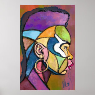 Geschilderde kunst Afrikaanse man poster