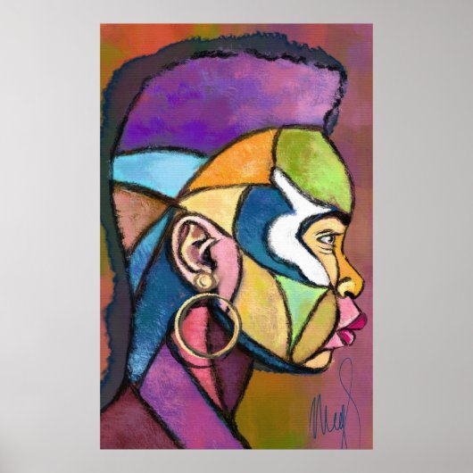 Geschilderde kunst Afrikaanse man poster (Voorkant)