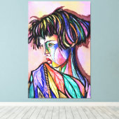 Geschilderde kunst dame canvasprint canvas afdruk (Insitu (Houten vloer))