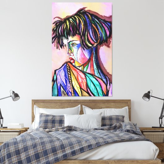 Geschilderde kunst dame canvasprint canvas afdruk (Insitu (Slaapkamer))