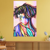 Geschilderde kunst dame canvasprint canvas afdruk (Insitu (Woonkamer))