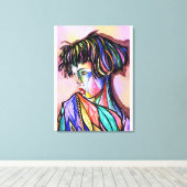 Geschilderde kunst dame canvasprint canvas afdruk (Insitu (Houten vloer))