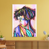 Geschilderde kunst dame canvasprint canvas afdruk (Insitu (Woonkamer))