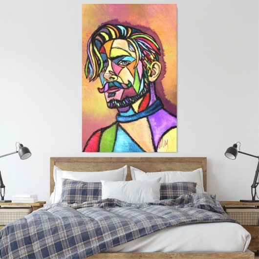 Geschilderde Kunst Man Doek Print (Insitu (Slaapkamer))
