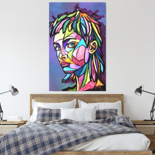 Geschilderde Kunst Vrouw Canvas Print (Insitu (Slaapkamer))