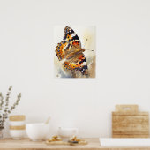 Geschilderde Lady Butterfly Art Print Poster (Keuken)