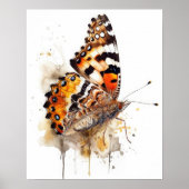 Geschilderde Lady Butterfly Art Print Poster (Voorkant)
