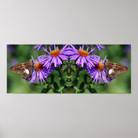 Geschilderde Lady Butterfly Wildflower Mirror Abst Poster (Voorkant)