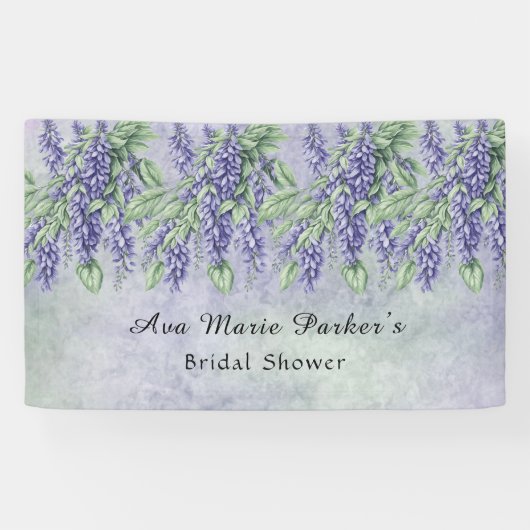 Geschilderde lavendel Wisteria Bruiloft Feest Spandoek (Horizontaal)
