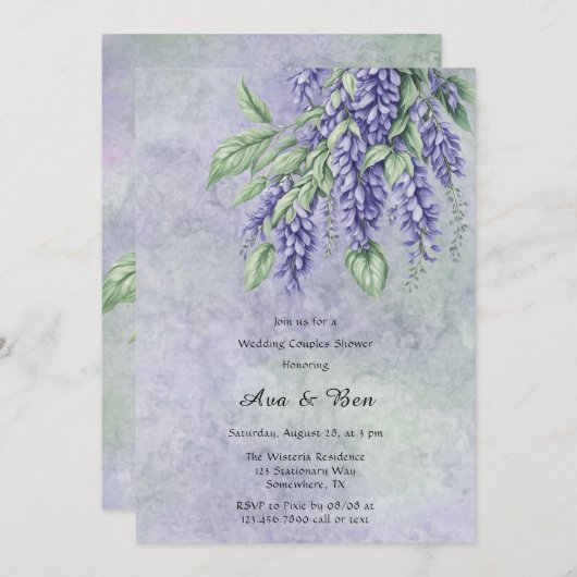 Geschilderde Lavendel Wisteria Bruiloft Koppels Do Kaart (Voorkant / Achterkant)